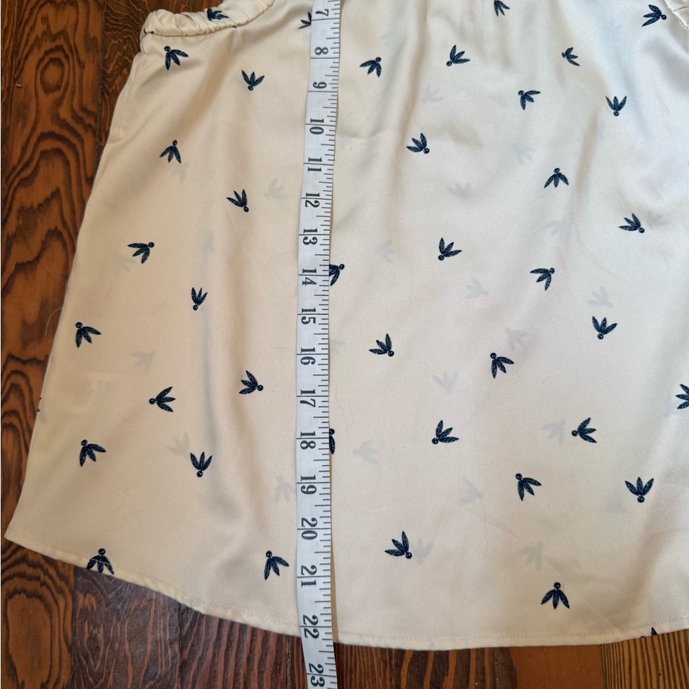 LOFT Ruched Trim Sleeveless Shell with Blue Bird Pattern - Picture 5 of 7
